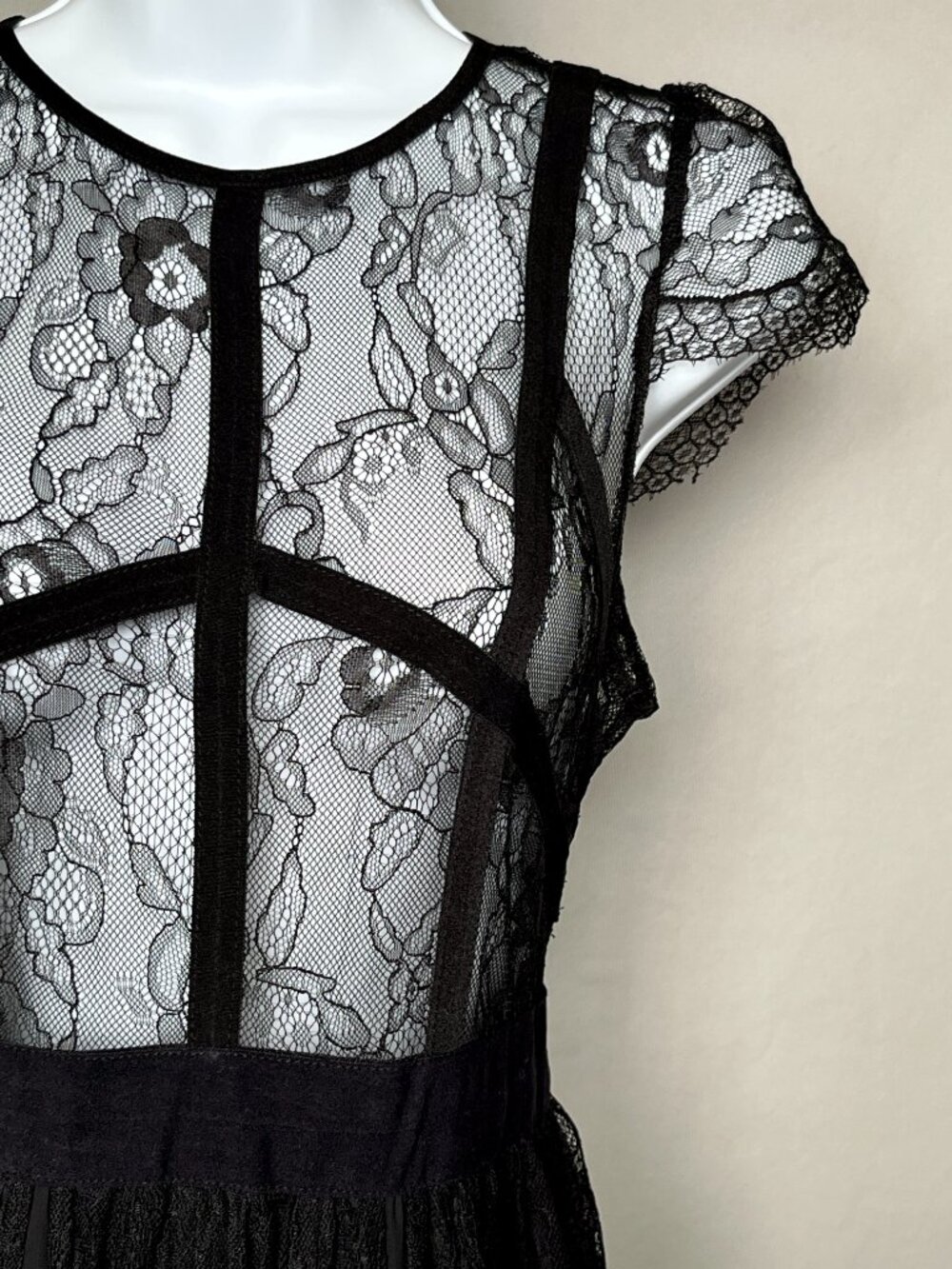 Vintage Black Lace Maxi Dress Small Sheer by J.D. Luxe Whimsigoth Witchy Gothic - Picture 2 of 13